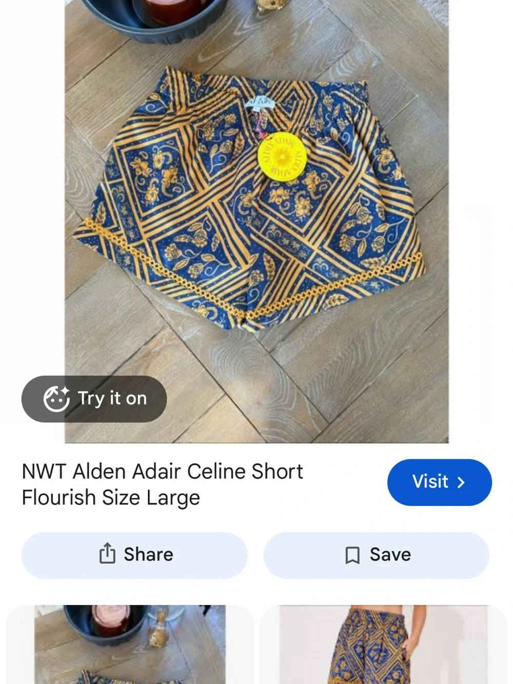 Alden Navy and Gold Geometric Floral Shorts